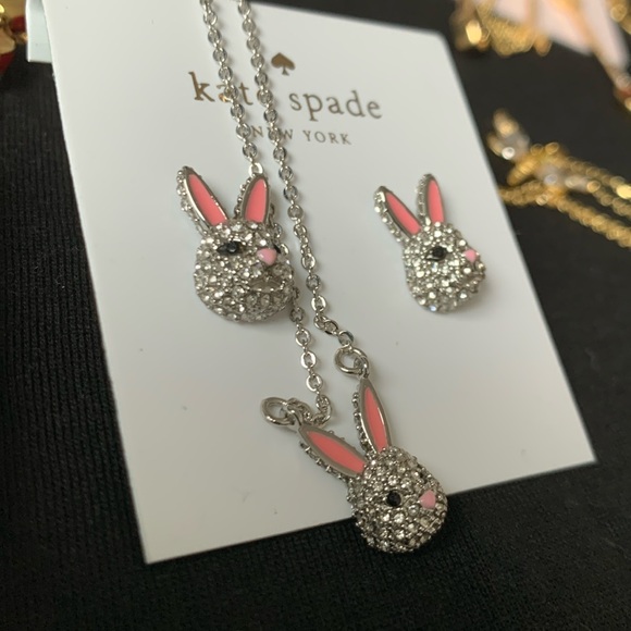 Set- Kate Spade rabbit bunny head stud earrings - Picture 2 of 2